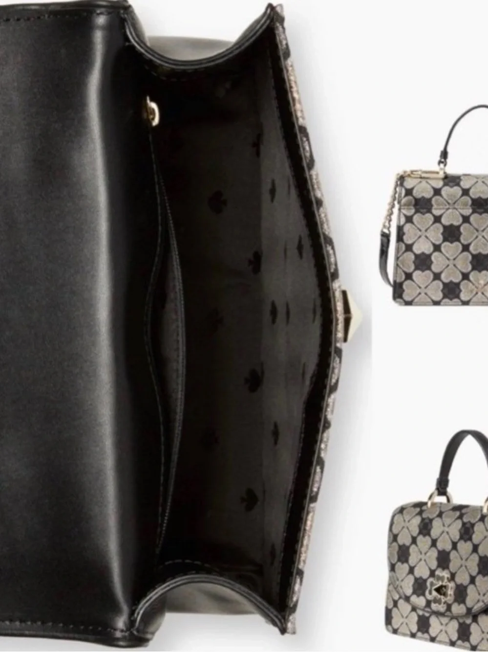 kate spade Black & Gold Glitter Clover Crossbody Bag